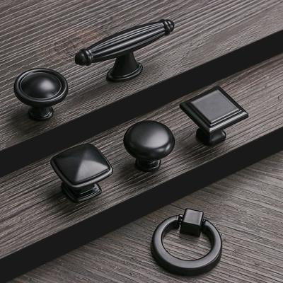 Black Series Single Hole Handle Round Square Cupboard Wardrobe Cabinet Dresser Kitchen Drawer Handle With Screw Variety Style