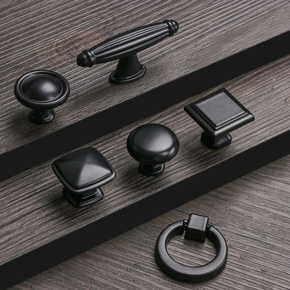 Black Series Einzelbohrung Griff Rund Quadratisch Schrank Garderobenschrank Kommode Küchenschubladengriff Mit Schraube Vielfalt Stil