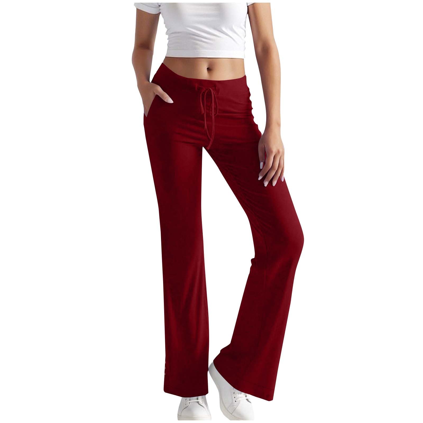 

Women s Fashionable Solid Color Drawstring Pocket Pants With Split Button At The Hem, Sports And Casual Pants XL