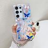 Suitable for Samsung S25 Ultra Electroplating Butterfly S24Plus Colorful Laser A56 Pearl Bracelet Mobile Case