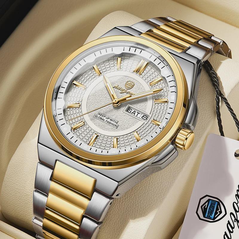 Men Sport Quartz Date Week Luxury Man Wristwatch Waterproof Luminous Stainless Steel Men's Watches Reloj