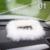 INS Decor Pink/White Feather Pearl Car Anti-slip Mat Console Ornament Storage Pad Cute Auto Accessories Female Car Interior