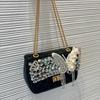 High-End Luxury Diamond Lattice Evening Clutch Bag for Women Handmade with 3D Butterfly Pearl Rhombus Design Shoulder Handbag