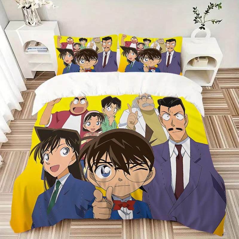 Detective Conan Mystery Print 3Pcs Bedding Setduvet Cover With 2 Bedropillowcase Home Birthday Gift