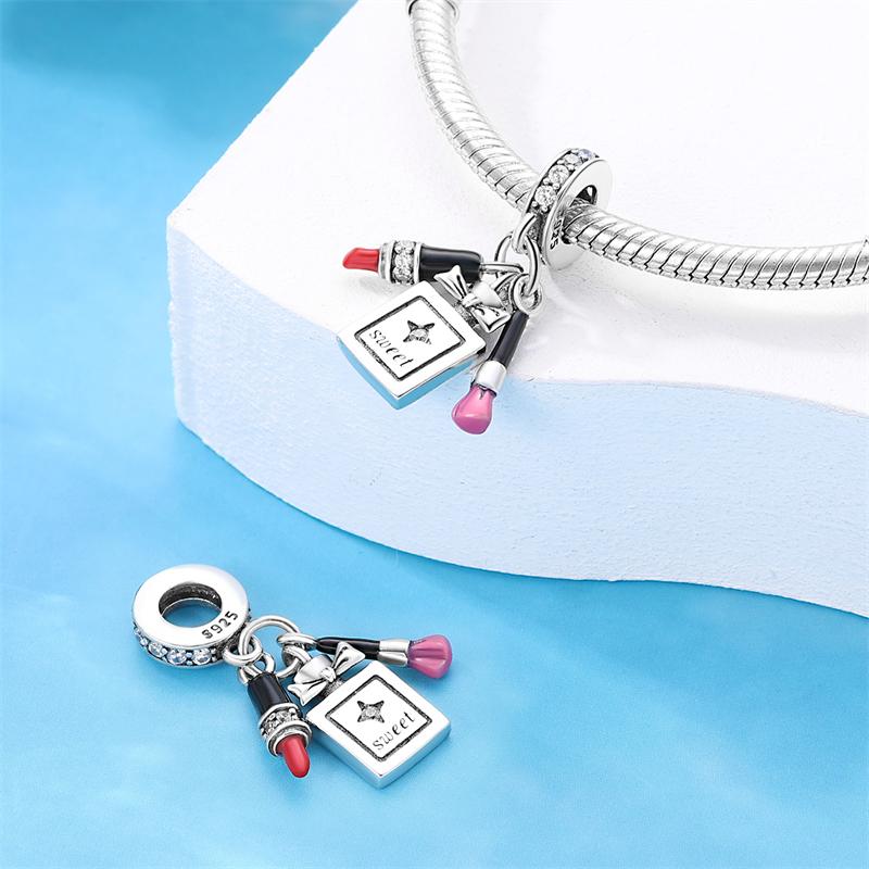 Copper Fashion High Heels Lipstick Dress Perfume Bottle Life Series Charms Beads Fit 4Mm Hole Diamete Bracelets Diy