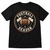 Football Season Badge Graphic T-Shirt American Sports Fan Black Tee