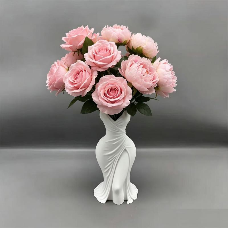Gown Shaped 3D Printed Flower Vases Twisted Design Minimalist Style Elegant Dress Vase Flower Arrangement Decor