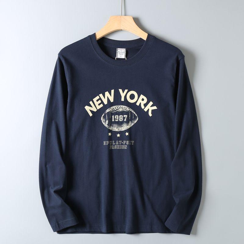 Original Export Surplus Cotton Brushed Digital Print Autumn/Winter Soft Round Neck Casual Long-Sleeve T-Shirt Base Shirt for Men