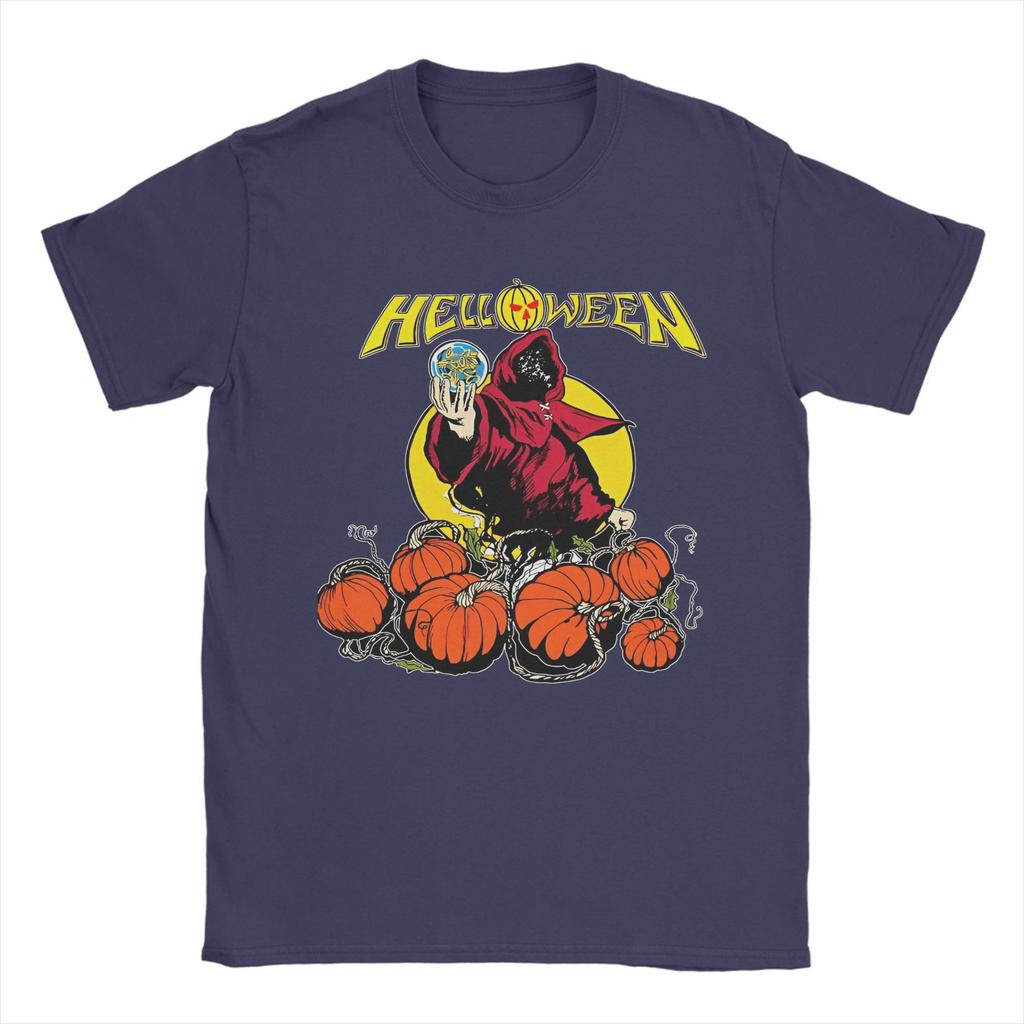 Heavy Metal Helloween Kapela Pánské Bavlněné Vintage Tričko s Kulatým Výstřihem Německé Power Rockové Tričko s Krátkým Rukávem Oblečení Plus Size