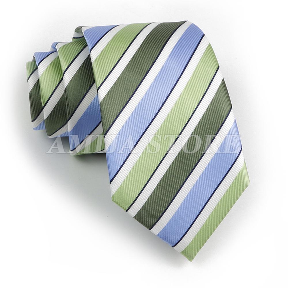 Men's Fashion Tie 7.5cm Tie Sage Green Orange Stripes Ties Business Meeting Suit Wedding Party Office Tie Men's Gift  Accessorie