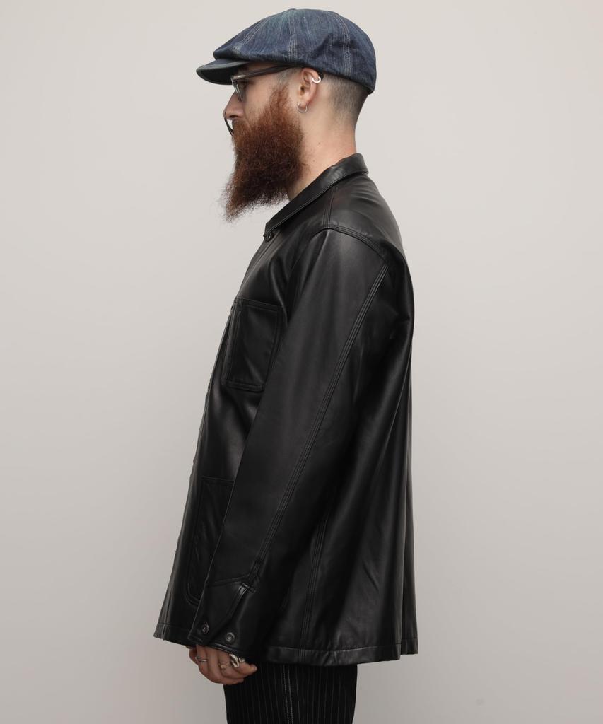 Schott LAMB LEATHER COVERALL JACKET, Men's, Size 2XL, Black, 010, 782-5950012