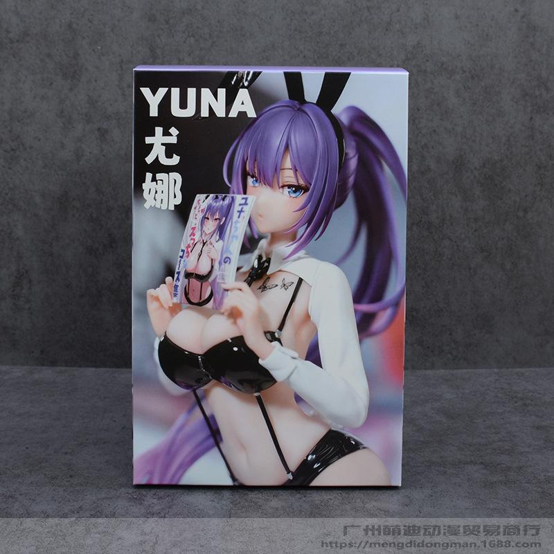 Yuna Bunny Girl Anime Figure Standing Pose Purple Hair Boxed Collectible Model Desktop Decoration Gift For Anime Fans Collectors