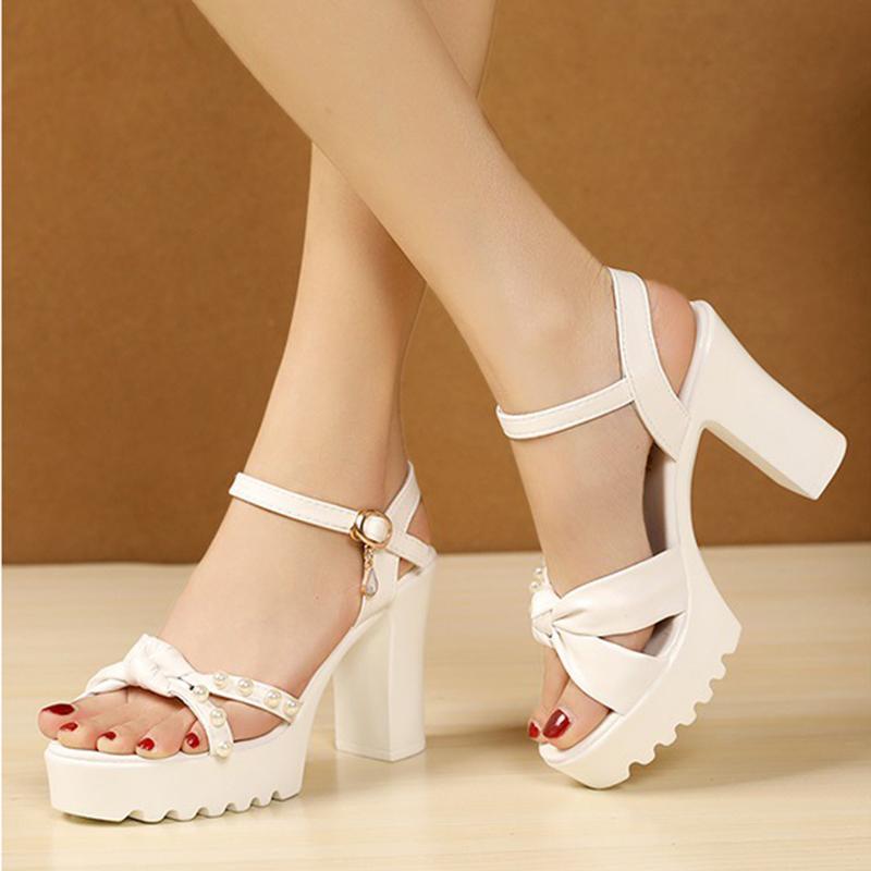 Fashion New High-heeled Sandals Summer Shoes for Women Platform Soft Leather Comfortable Heightening Women's Shoes Party Sandales Femmes