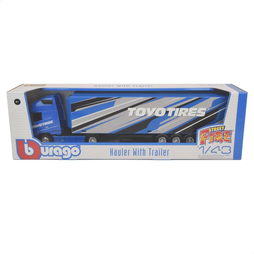Bburago Volvo FH16 Globetrotter 750 XXL with Toyo Tires Blue Race Miniature Diecast Finished Product 1/43 Trailer, / Car, 18-31461 (Toyo Tires)