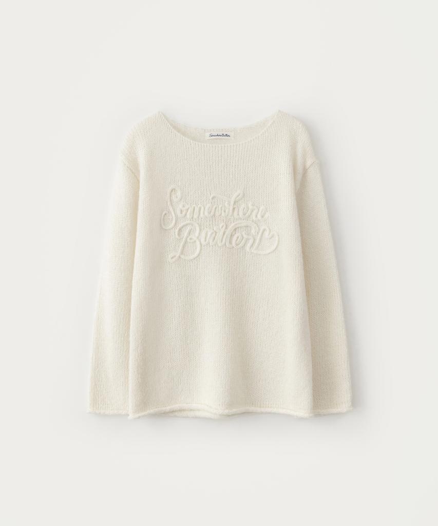Sseomweeobeoteo Mohair Letter Long Sleeve Knit - Ivory