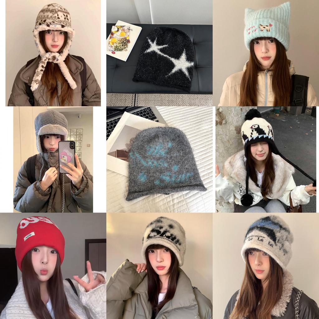 Berretto Invernale Lavorato a Maglia per Donna con Design a Lettere Colorate e Protezione per le Orecchie per uno Stile Casual