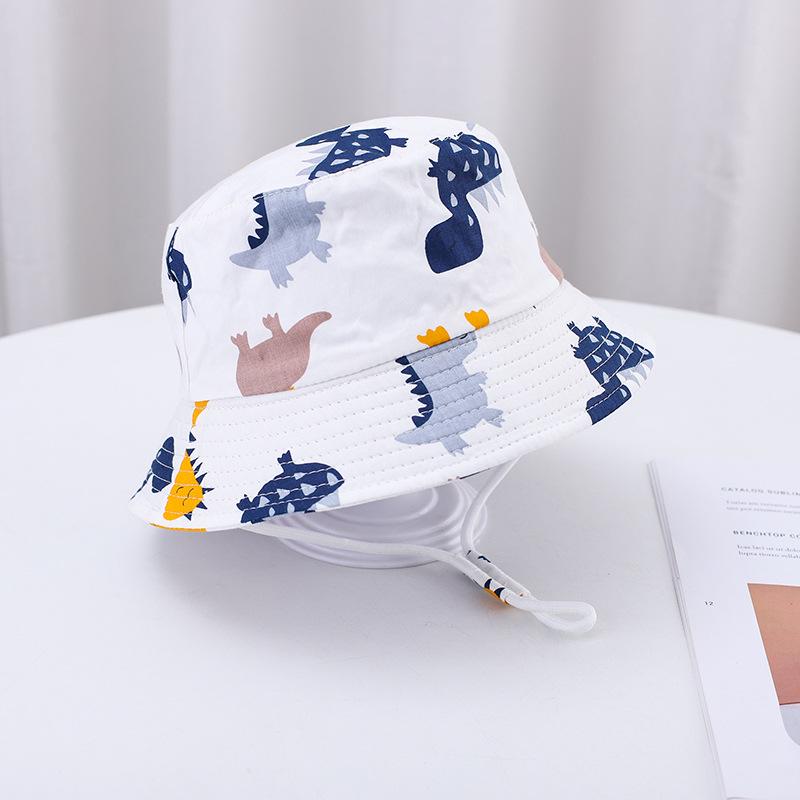 2025 Children's Cartoon Bucket Hat: Cute Car & Dinosaur Print, Summer Cotton Beach Fisherman Hat