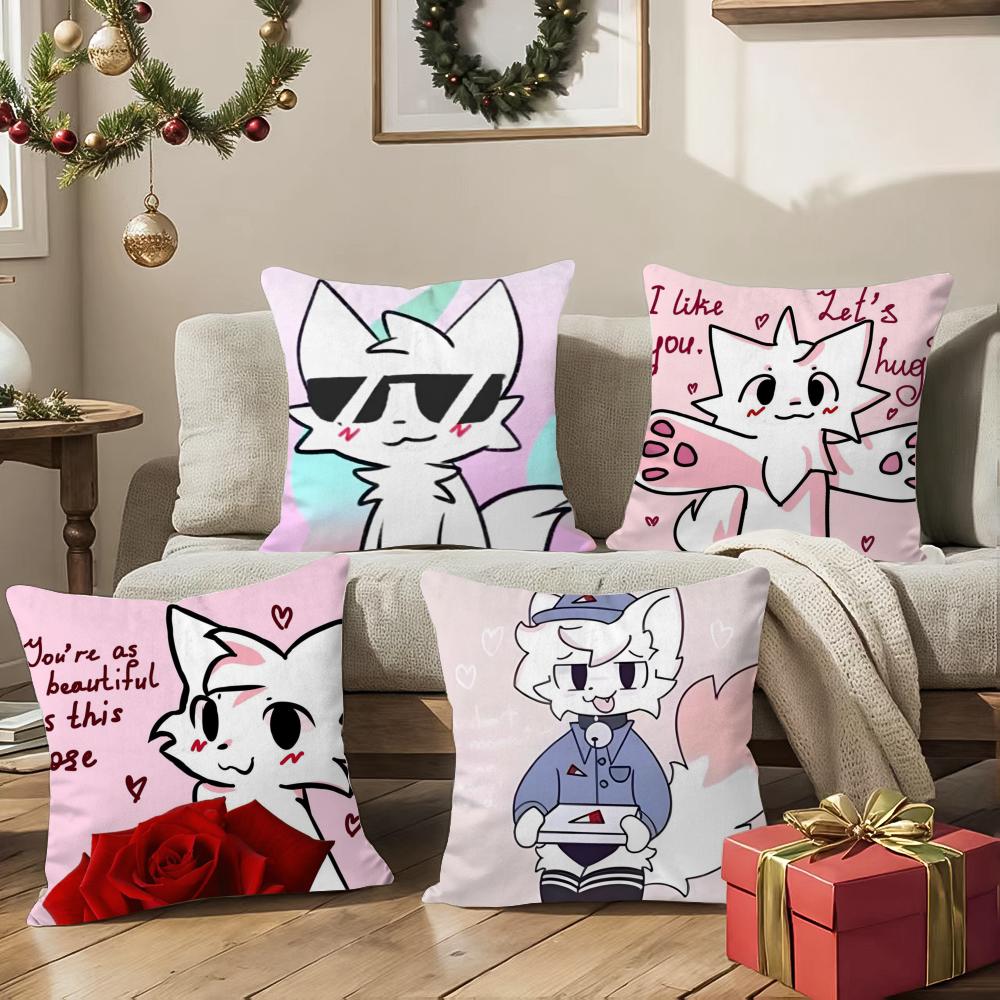 B-Boy Kisser Silly Cat Cute Pillow Case Silky Short Plush With Invisible Zipper Dustproof Sofa Cushion Cover For Home Decor