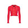 PINKO Pink Short Ruffle Hem Knit Cardigan Jacket Women jackets Red 103160A1Q3-R48