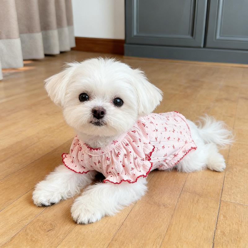 Pet clothes spring and summer new super cute foreign elastic bubble sleeves four feet all-inclusive belly protection clothes dog home clothes