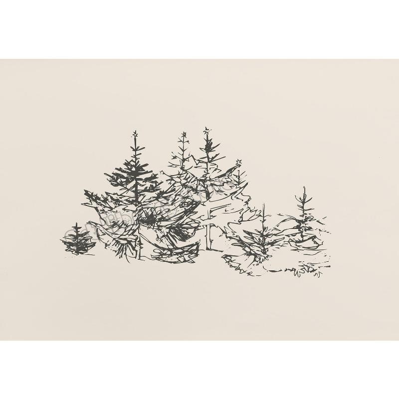 Vintage Antique Christmas Wreath Pine Tree Forest Winter Sketch Poster Canvas Painting Wall Art Pictures Home Interior Decor