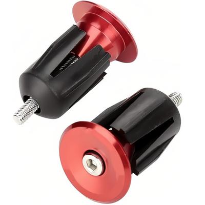 Keenso 1 Pair Handlebar End , Aluminum Alloy Handlebar Handle Grip End Plug Parts(Red)