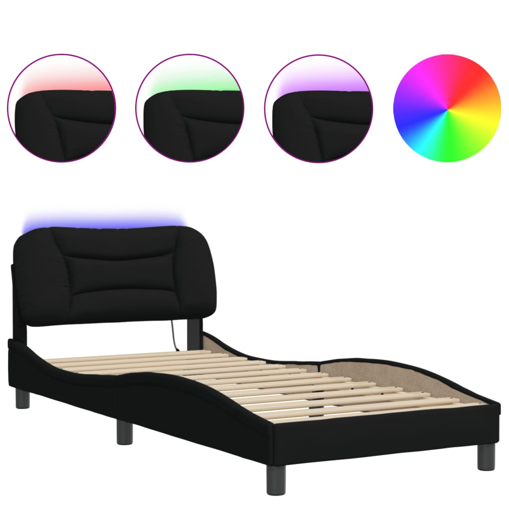 Vidaxl Bed Frame With LED Lighting Without Mattress Black 80X200 Cm