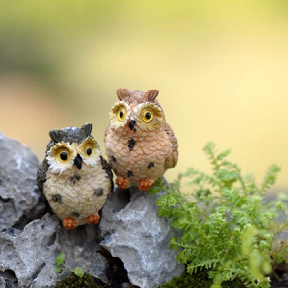 Garden Plug-in Bare-footed Car Decoration Owl Ornaments Miniatures Figurine Mini Owl Resin Crafts