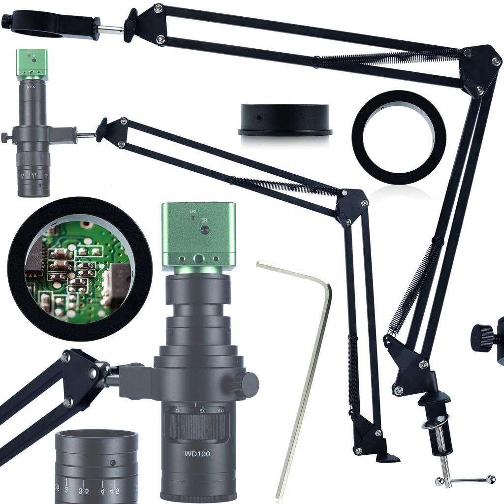 Rosfix Zestaw Mikroskopowy Draco Blue Pro KMDBP-HDMI-VGA – Kamera 2MP | Regulowany Wysięgnik ODM-180X | Obiektyw 100x ODM-100X
