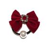 Elegant Black Velvet Rhinestone Bow Hair Tie for Low Ponytails