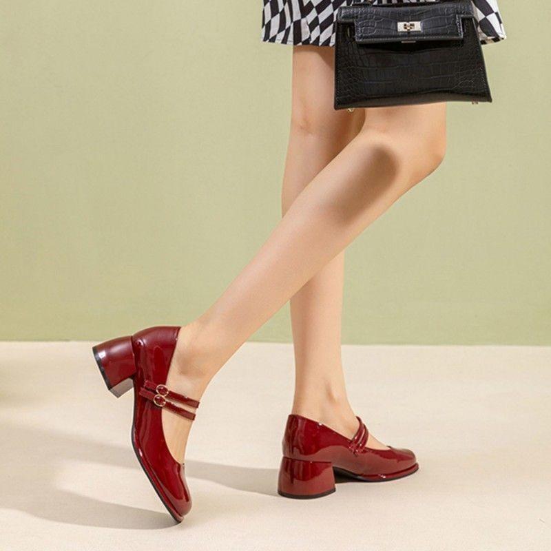 French High Heel Mary Jane Shoes With Chunky Heel For Casual Womens Spring Summer