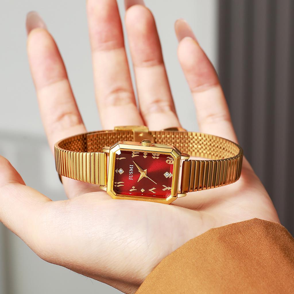 Simple Retro Fashion Rectangular Alloy Case Rhinestone Ladies Quartz Watch, Suitable for Daily Wear, Christmas Gift