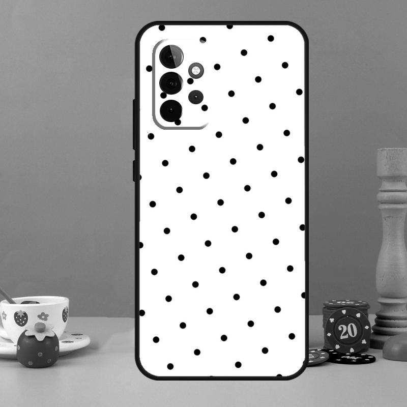Black And White Polka Dot Case For Samsung Galaxy A52 A32 A12 A14 A34 A54 A13 A33 A53 A73 A50 A70 A71 A51 Back Cover