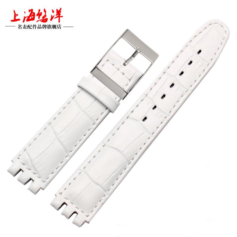 Genuine Leather Watch Straps for Swatch Watchband 17mm 19mm Watch Men with Steel Stainless Clasps