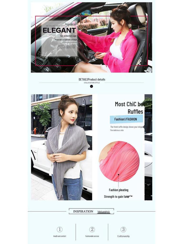 Women's Long Sleeve Lightweight Anti-UV Chiffon Shawl