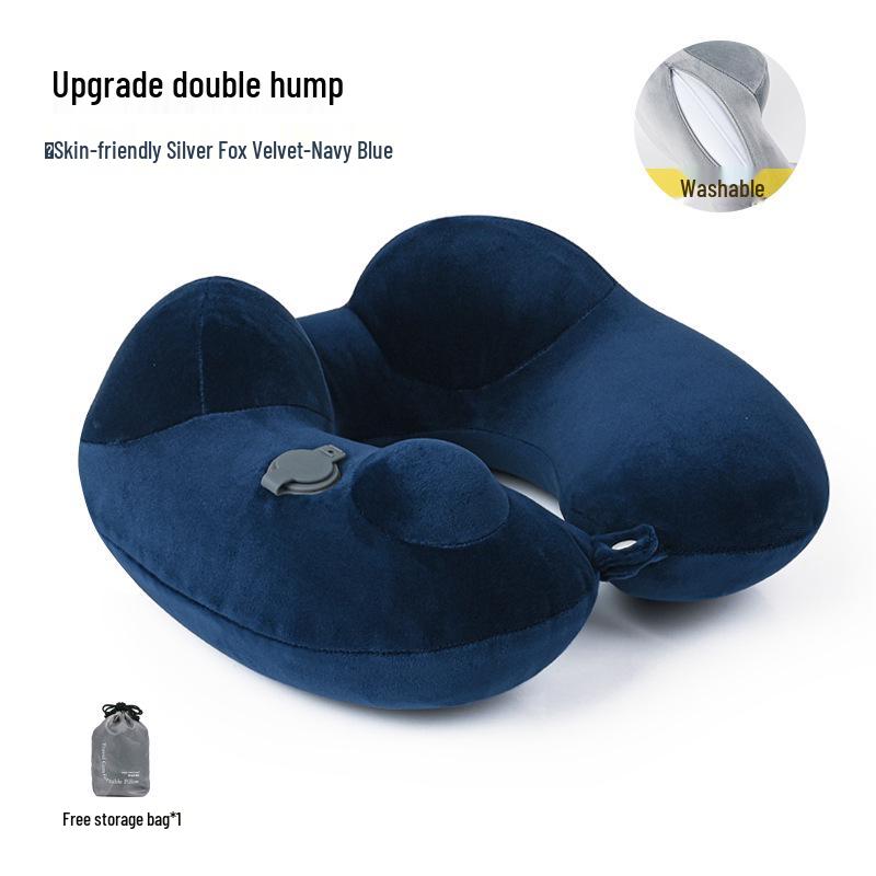 U-förmiges Reise-Nackenkissen - Zum Aufblasen drücken, Tragbare Stütze für Flüge und Geschäftsreisen