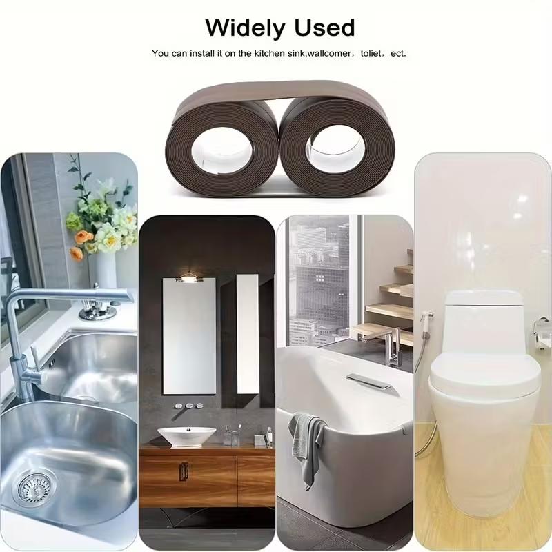 1 roll of waterproof and mold proof toilet sealing strip, kitchen bathroom self-adhesive sealing tape, bathroom waterproof tape