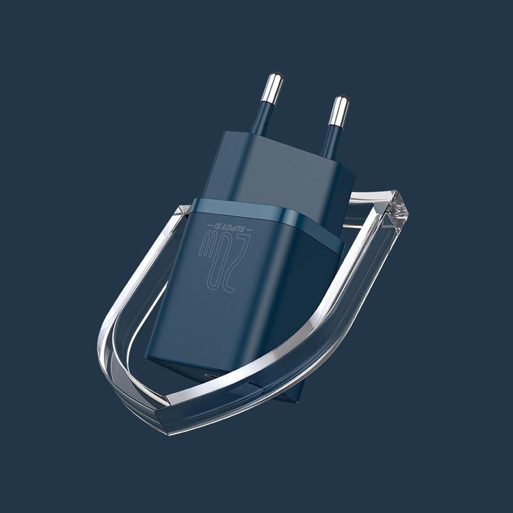 Baseus Super Si 20W USB-C Quick Charger with Lightning Cable - 1m Blue (Model TZCCSUP-B03)