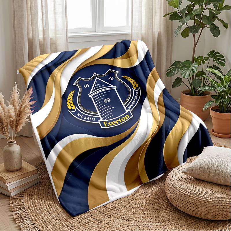 Everton Fußball Druck Flanell Decke, Weiche Warme Leichte Überwurfdecke für Sofa Bett Camping