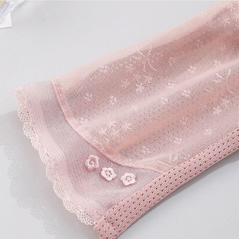 Fashion Lace Sunscreen Gloves Anti-Slip Thin Ice Silk Gloves Skirt Edge Sun Protection Anti-UV Gloves for Women Female Lady