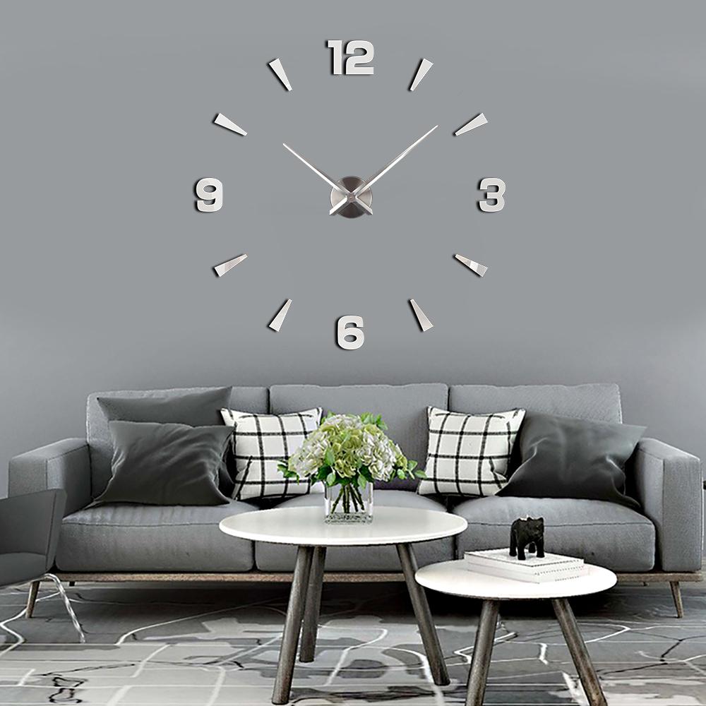 Living Room Black Fancy Large DIY 3D Frameless Acrylic Mirror Sticker Art Home Decor Unique Gift Modern Luxury Wall Clocks  Wall