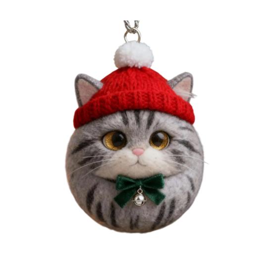 Winter Acrylic Cat Hanging Decoration Christmas Tree Knitted Hat Kitten Dog Rabbit Hedgehog Hanging Ornament Animal Pendant