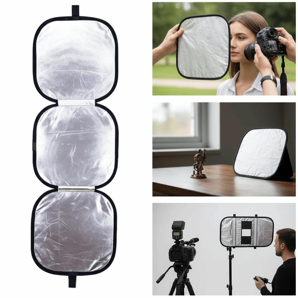 Collapsible 3-in-1 Photography Reflector Disc, Handheld Light Reflector Diffuser With 18% Gray Card For Studio Portrait Video Shooting