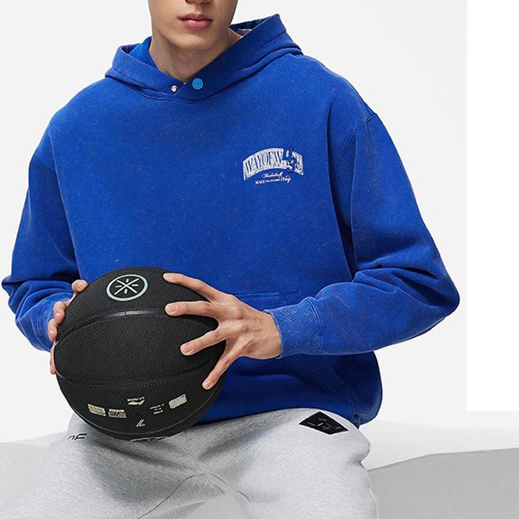 Li-Ning Wade Series Letter Print Hooded Fleece Loose Pullover Sweatshirt Men Sweatshirt Dream-Blue AWDU015-3