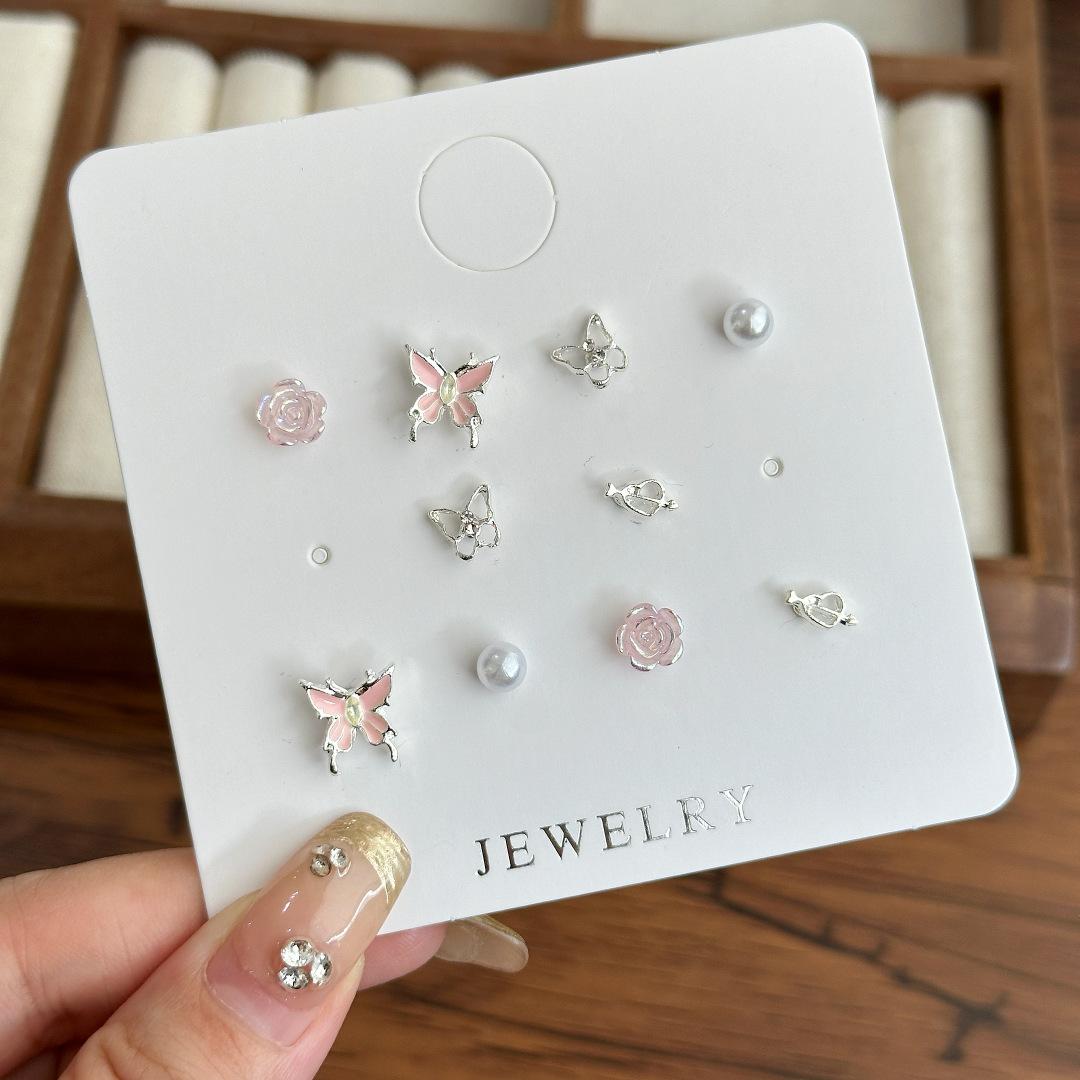 

Модный и милый набор сережек One Size розовый