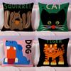 Cat Tiger Cartoon Animal Art Cushion Cover Short Plush Double Sided Printed Soft Pillow Case Concealed Zipper Home Bedroom Decor