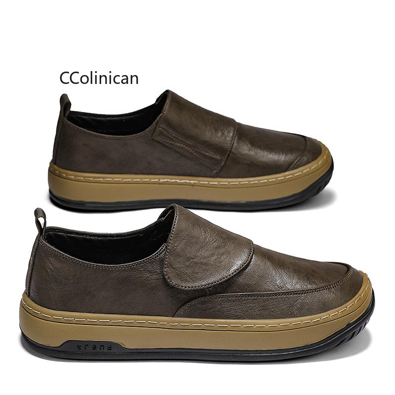 Genuine Leather Men Increase Casual Shoes Men Handmade Loafers Travel Breathable Slip On Black Soft Walking Leisure Shoes