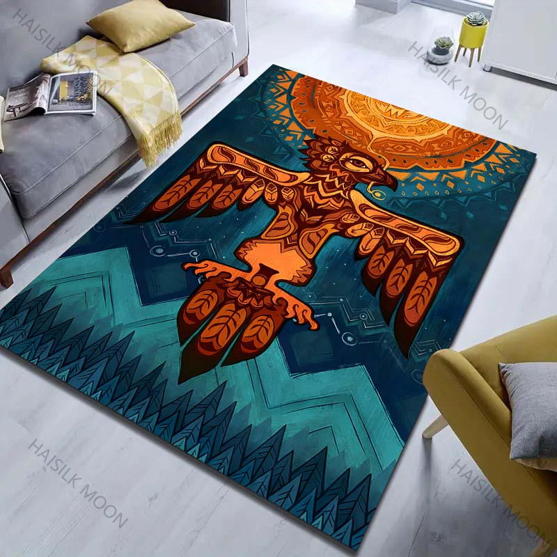 1PC Aboriginal Mythology Sun Bird Print Carpet for Bedroom Living Room Bedside Sofa Floor Mat Modern Home Decor Area Rug
