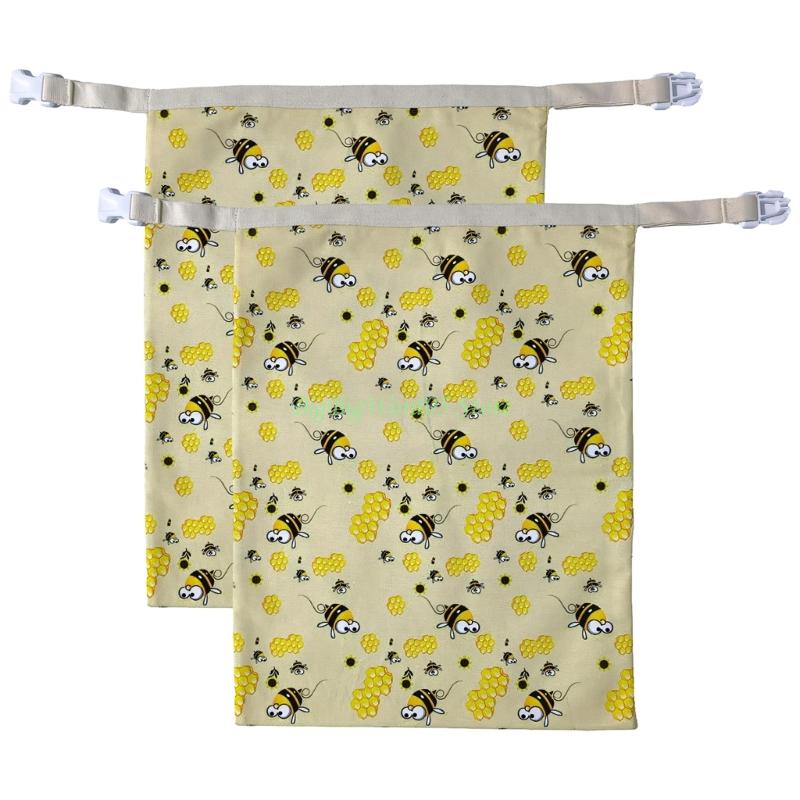 24TE Sustainable Wrap Bees Wax Bread Storage Bag with Elastic Bands and Carabiner
