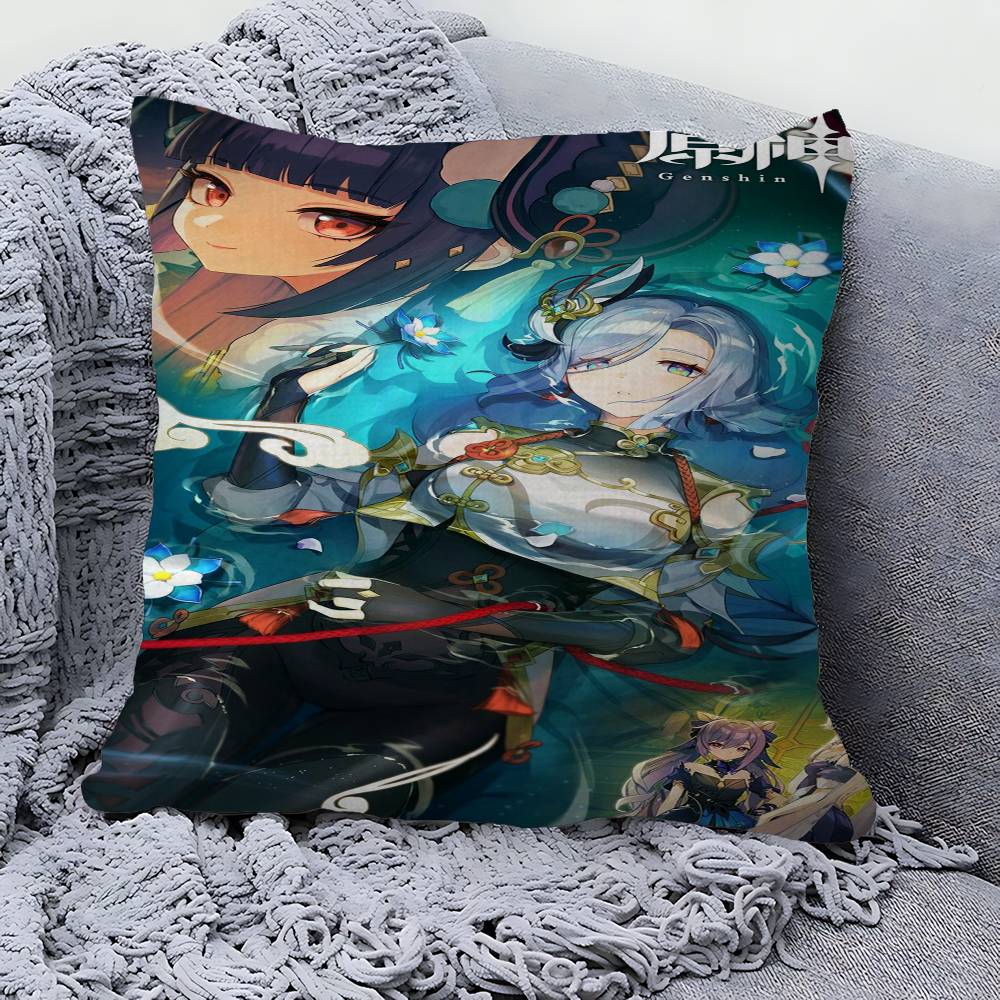 Genshin Impact Scroll Canvas Painting Pillow Anime Pillow Sofa Bed Head Pillow Cover Cushion Cover x cm Fashion
